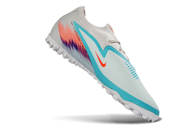 Nike Phantom 6 Elite Low TF Artificial Turf Soccer Shoes - White/Aqua Blue/Coral Pink