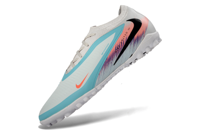 Nike Phantom 6 Elite Low TF Artificial Turf Soccer Shoes - White/Aqua Blue/Coral Pink