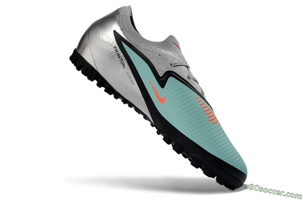 Nike Phantom 6 Elite Low TF Artificial Turf Soccer Shoes - Aqua/Coral Orange/Metallic Silver 4