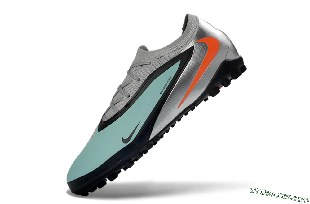 Nike Phantom 6 Elite Low TF Artificial Turf Soccer Shoes - Aqua/Coral Orange/Metallic Silver 5