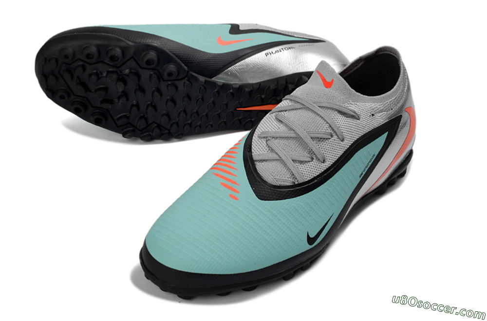 Nike Phantom 6 Elite Low TF Artificial Turf Soccer Shoes - Aqua/Coral Orange/Metallic Silver 3