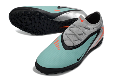 Nike Phantom 6 Elite Low TF Artificial Turf Soccer Shoes - Aqua/Coral Orange/Metallic Silver
