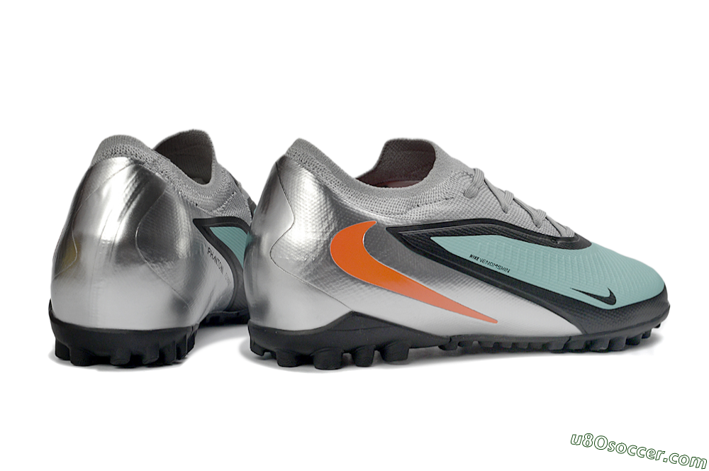Nike Phantom 6 Elite Low TF Artificial Turf Soccer Shoes - Aqua/Coral Orange/Metallic Silver 6