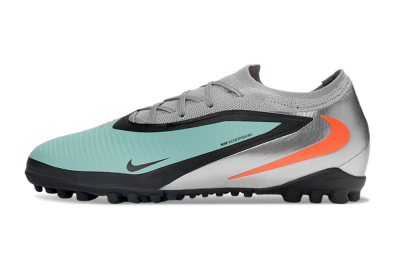 Nike Phantom 6 Elite Low TF Artificial Turf Soccer Shoes - Aqua/Coral Orange/Metallic Silver