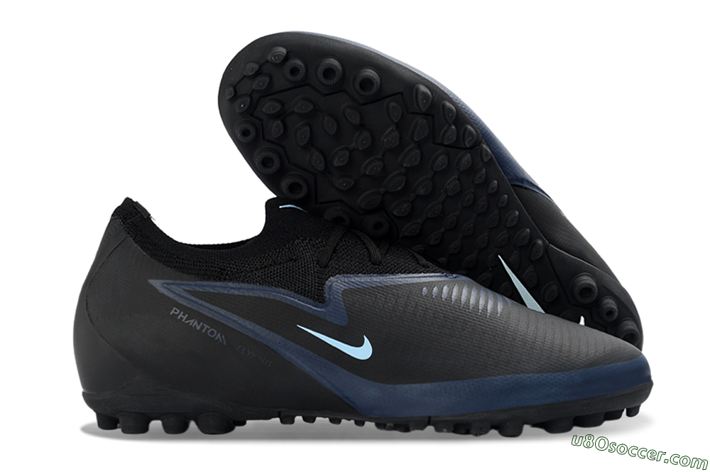 Nike Phantom 6 Elite Low TF Artificial Turf Soccer Shoes - Black/Navy Blue/Light Aqua 1