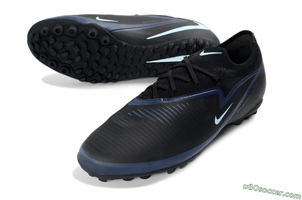 Nike Phantom 6 Elite Low TF Artificial Turf Soccer Shoes - Black/Navy Blue/Light Aqua 3