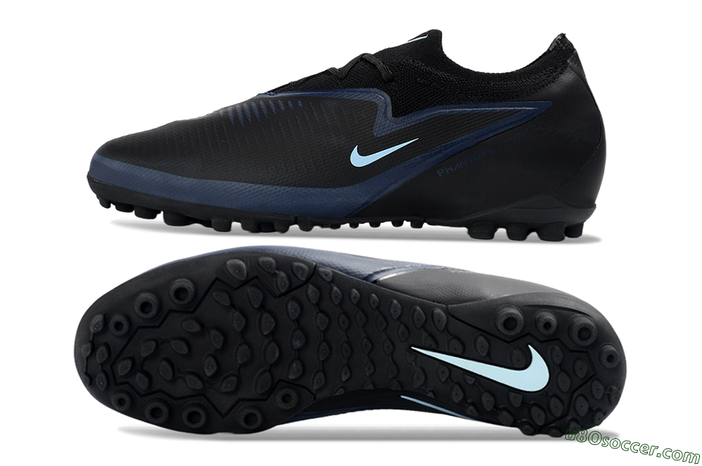 Nike Phantom 6 Elite Low TF Artificial Turf Soccer Shoes - Black/Navy Blue/Light Aqua 0