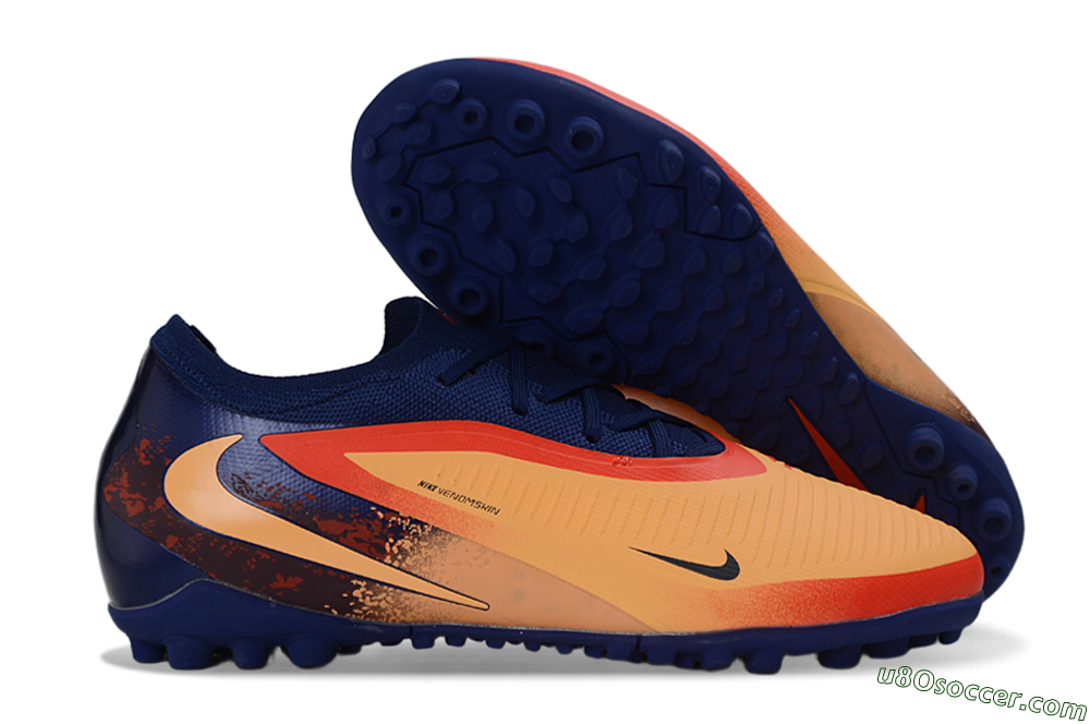 Nike Phantom 6 Elite Low TF Artificial Turf Soccer Shoes - Orange/Navy Blue/Crimson Red 1