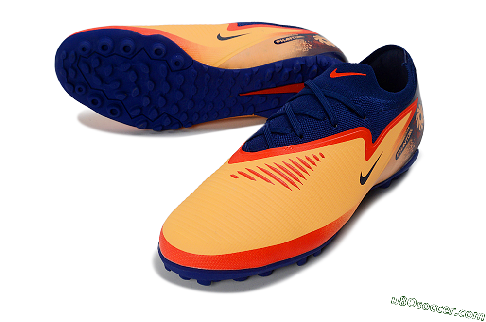 Nike Phantom 6 Elite Low TF Artificial Turf Soccer Shoes - Orange/Navy Blue/Crimson Red 3