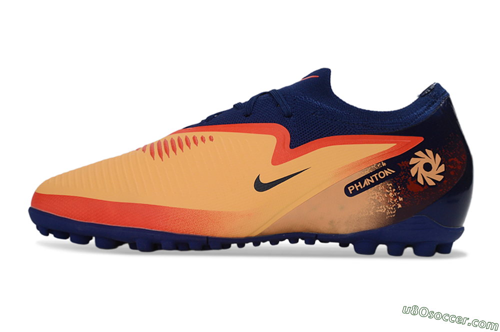 Nike Phantom 6 Elite Low TF Artificial Turf Soccer Shoes - Orange/Navy Blue/Crimson Red 2