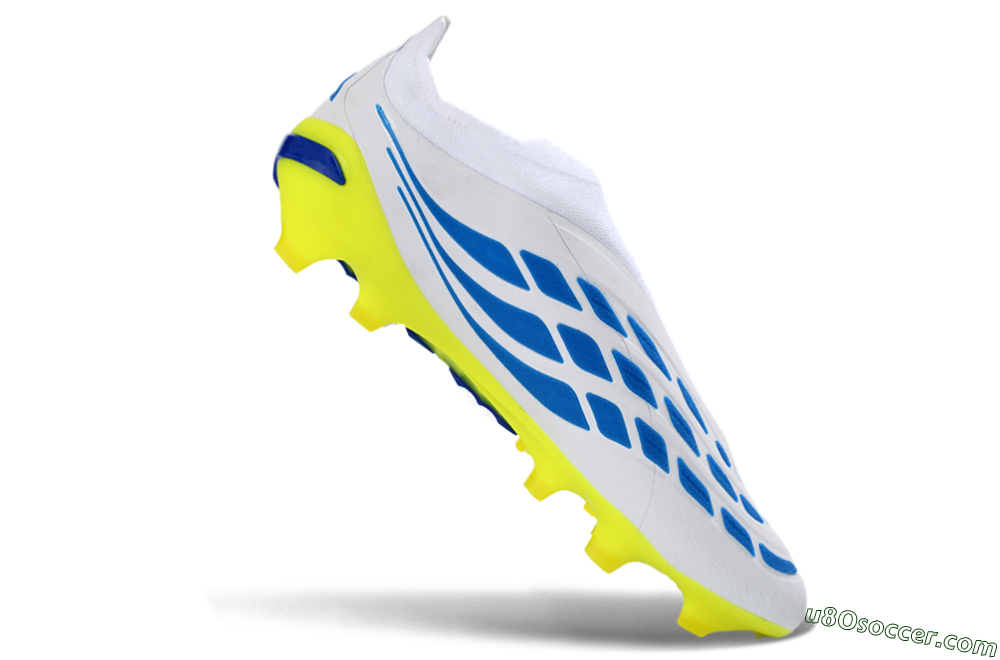 Adidas Predator 26 Elite Laceless FG Firm Ground Soccer Cleats - White/Electric Yellow/Deep Purple 4