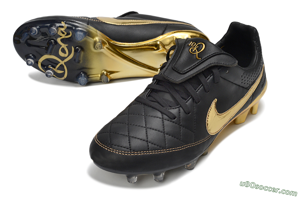 Nike Tiempo Legend SE FG Firm Ground Soccer Cleats - Black/Gold/Sleek Black 3