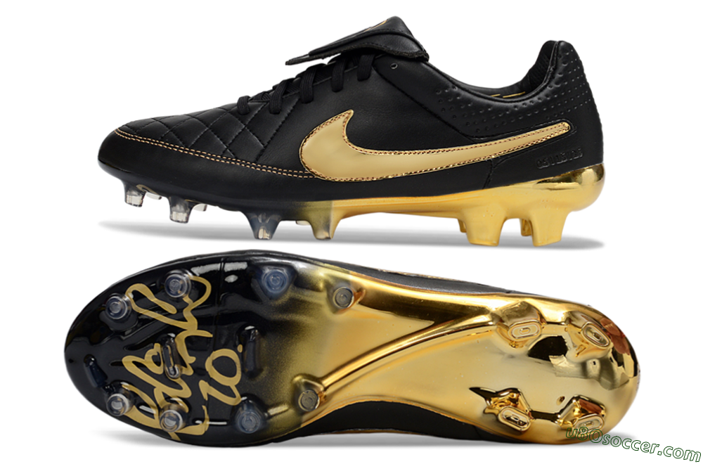 Nike Tiempo Legend SE FG Firm Ground Soccer Cleats - Black/Gold/Sleek Black 0