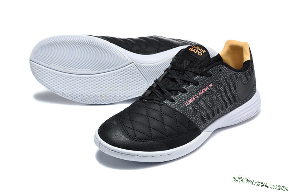 Nike Lunar Gato 2 IC Indoor & Futsal Soccer Shoes - Black/Charcoal Gray/Flame Orange 3