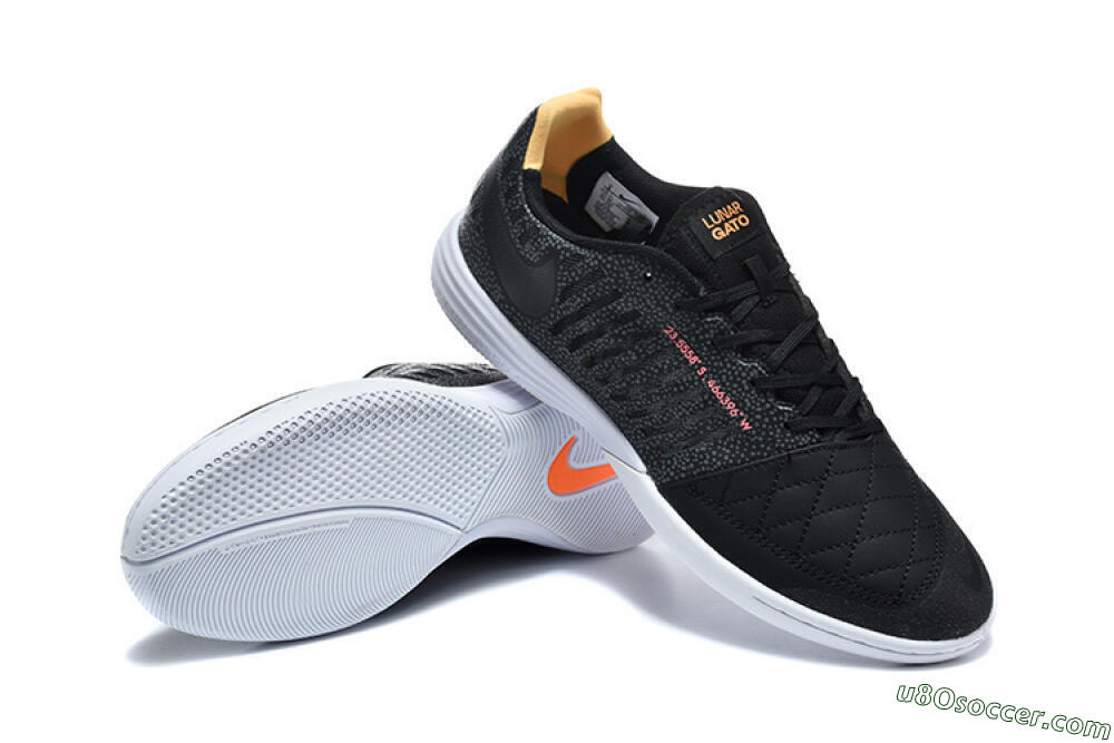 Nike Lunar Gato 2 IC Indoor & Futsal Soccer Shoes - Black/Charcoal Gray/Flame Orange 4