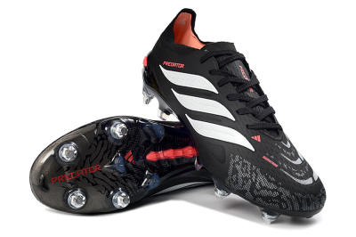 Adidas Predator 26 Elite SG Soft Ground Soccer Cleats - Black/Electric Red/Steel Grey