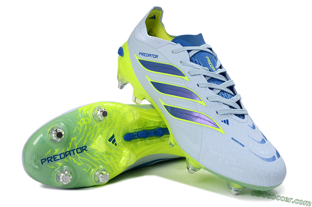 Adidas Predator 26 Elite SG Soft Ground Soccer Cleats - Blue/Lime Green/Light Blue 3