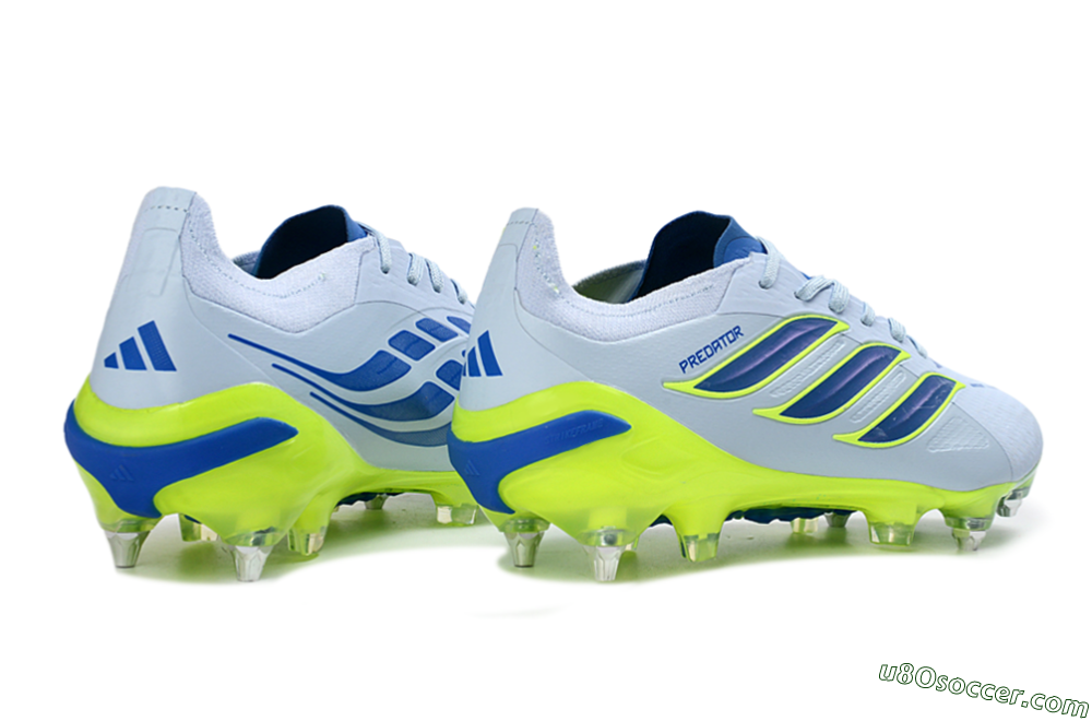 Adidas Predator 26 Elite SG Soft Ground Soccer Cleats - Blue/Lime Green/Light Blue 6
