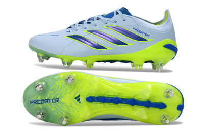 Adidas Predator 26 Elite SG Soft Ground Soccer Cleats - Blue/Lime Green/Light Blue