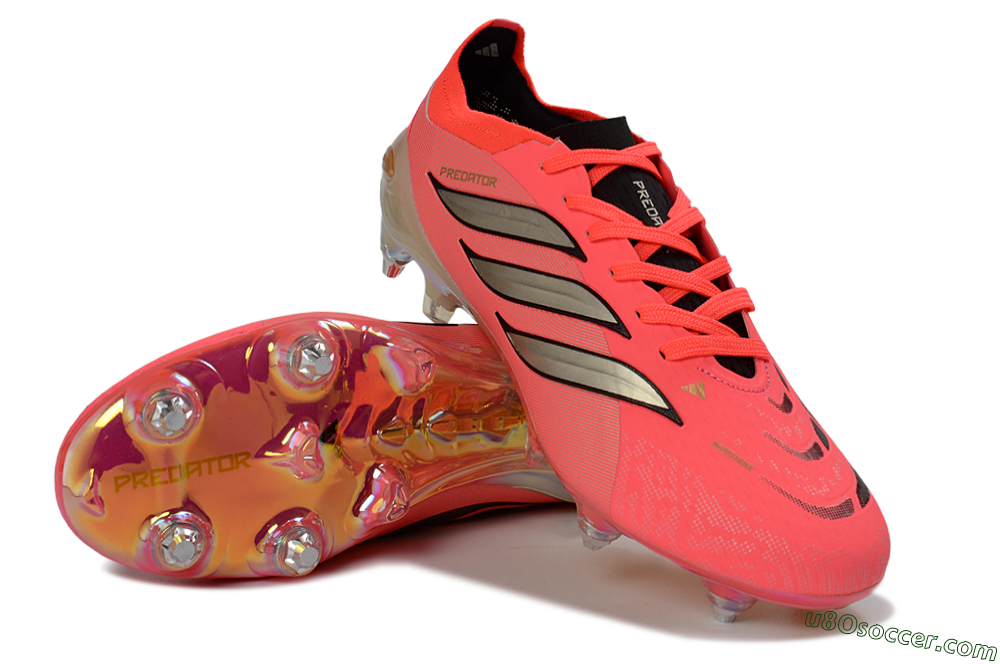 Adidas Predator 26 Elite SG Soft Ground Soccer Cleats - Pink/Fluorescent Pink/Metallic Silver 3