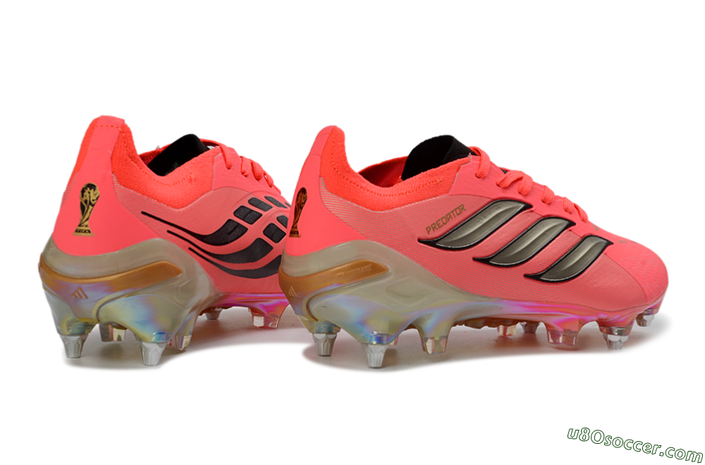 Adidas Predator 26 Elite SG Soft Ground Soccer Cleats - Pink/Fluorescent Pink/Metallic Silver 6