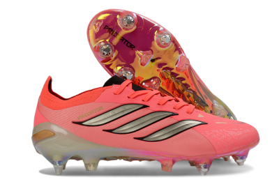 Adidas Predator 26 Elite SG Soft Ground Soccer Cleats - Pink/Fluorescent Pink/Metallic Silver