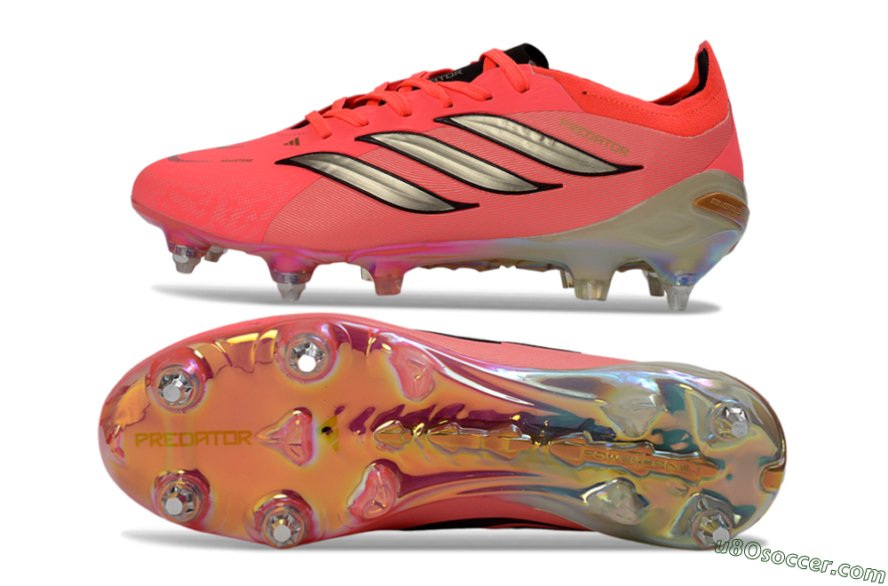 Adidas Predator 26 Elite SG Soft Ground Soccer Cleats - Pink/Fluorescent Pink/Metallic Silver 0