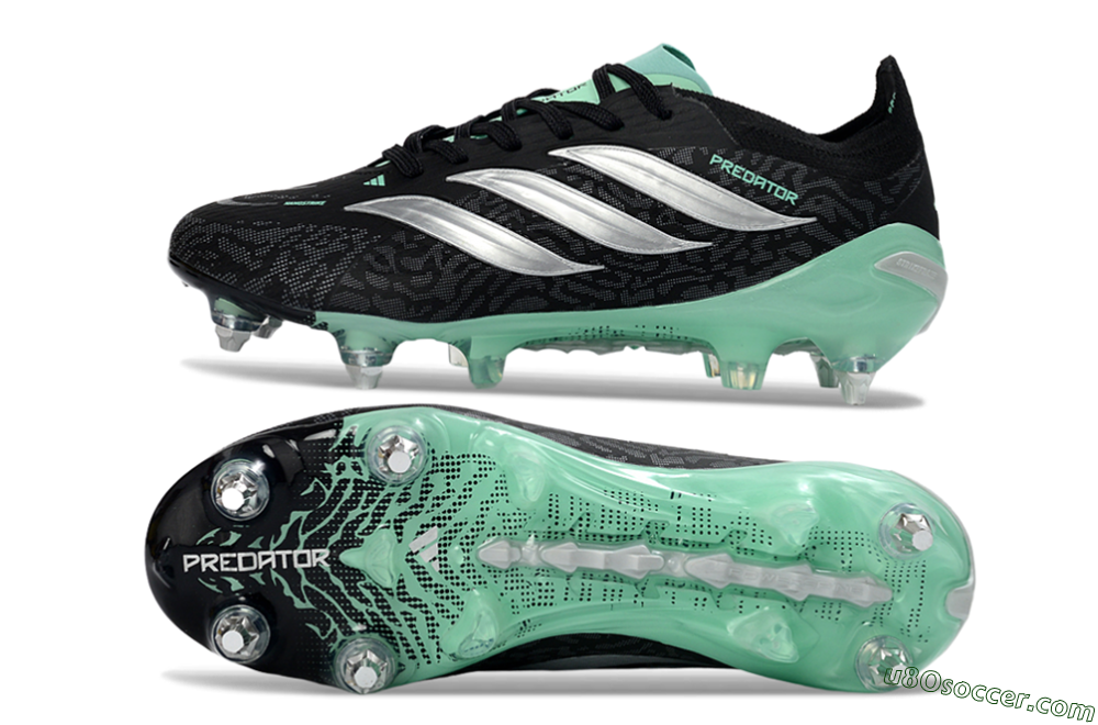 Adidas Predator 26 Elite SG Soft Ground Soccer Cleats - Black/Mint Green/Graphite Grey 0