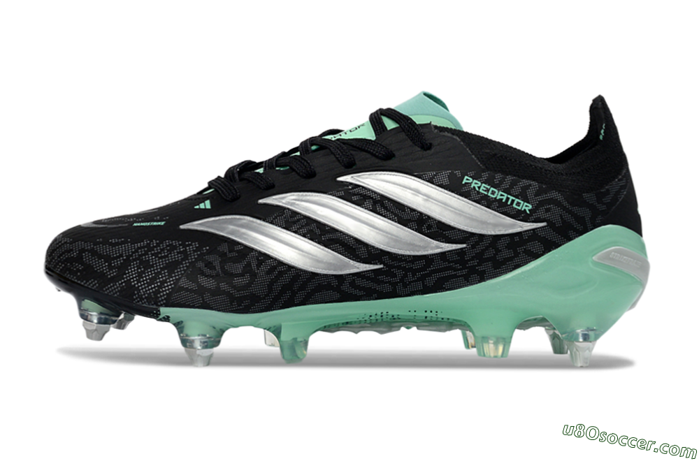 Adidas Predator 26 Elite SG Soft Ground Soccer Cleats - Black/Mint Green/Graphite Grey 2