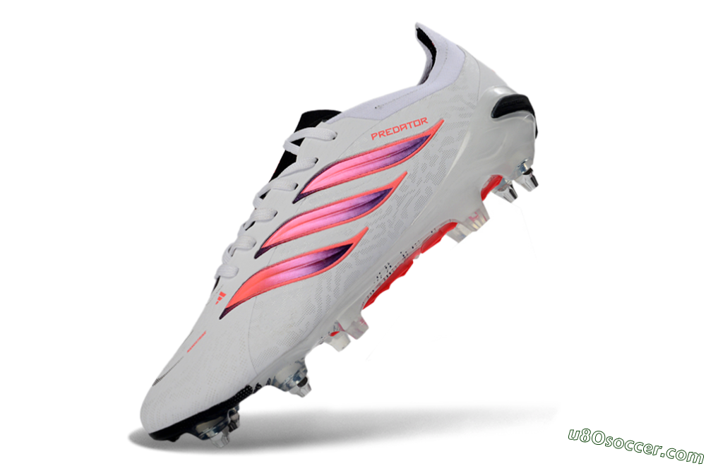 Adidas Predator 26 Elite SG Soft Ground Soccer Cleats - White/Vibrant Pink/Black 5