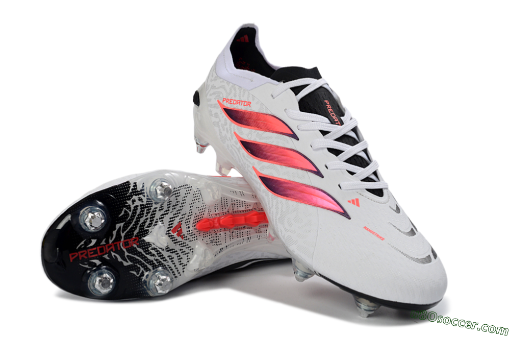 Adidas Predator 26 Elite SG Soft Ground Soccer Cleats - White/Vibrant Pink/Black 3