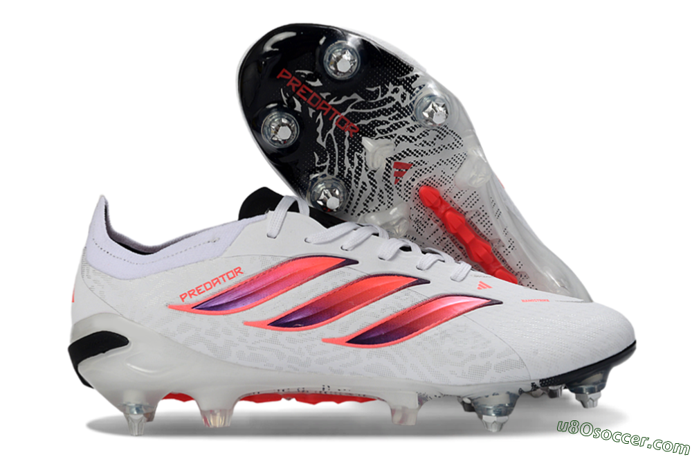 Adidas Predator 26 Elite SG Soft Ground Soccer Cleats - White/Vibrant Pink/Black 1