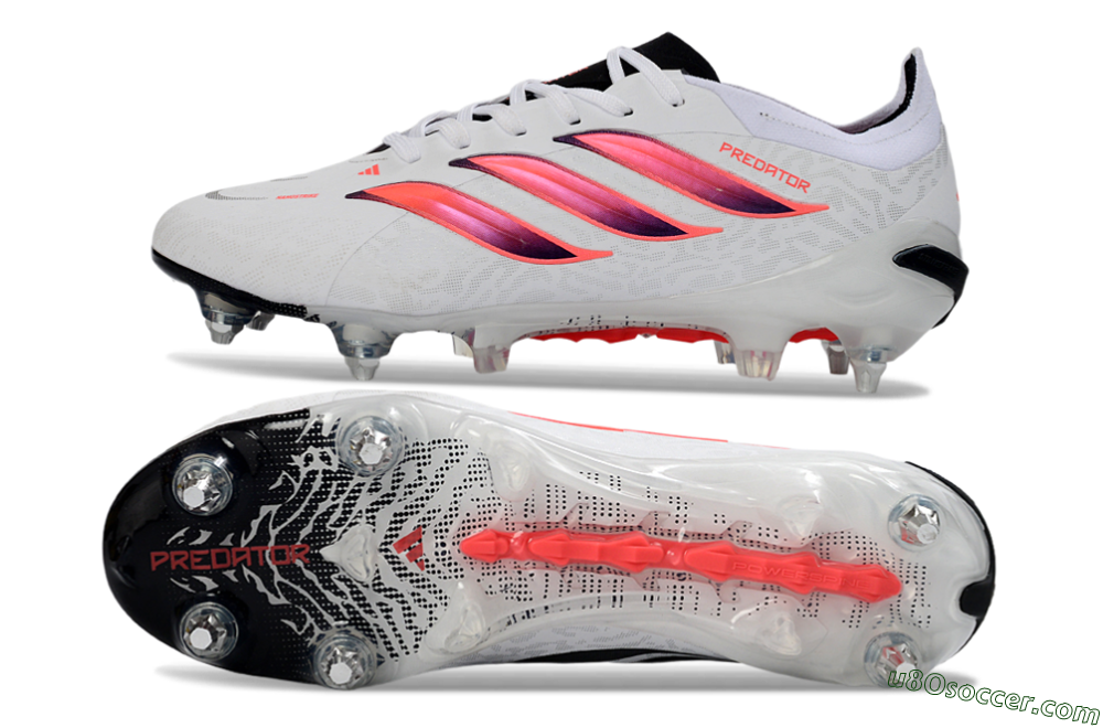 Adidas Predator 26 Elite SG Soft Ground Soccer Cleats - White/Vibrant Pink/Black 0
