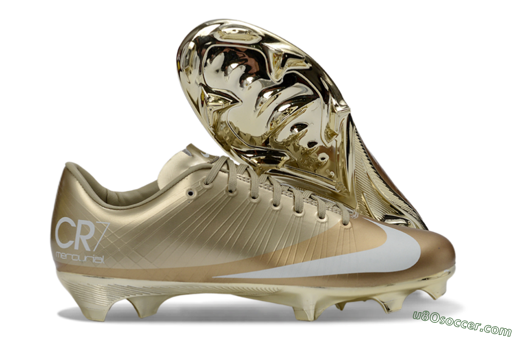 Nike Air Zoom Mercurial Vapor 1 Elite CR7 FG Firm Ground Soccer Cleats - Gold/Metallic Gold/White 1