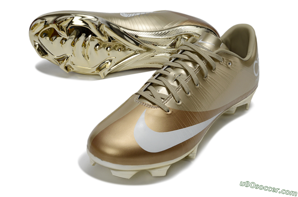 Nike Air Zoom Mercurial Vapor 1 Elite CR7 FG Firm Ground Soccer Cleats - Gold/Metallic Gold/White 3