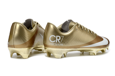Nike Air Zoom Mercurial Vapor 1 Elite CR7 FG Firm Ground Soccer Cleats - Gold/Metallic Gold/White