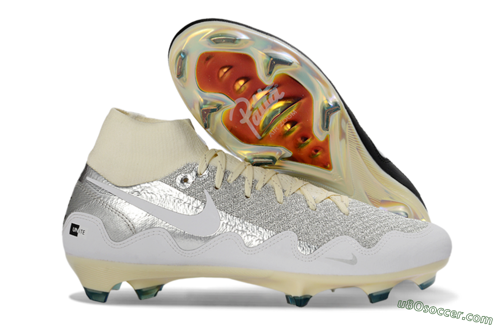 Patta x Nike Air Zoom Mercurial Superfly 10 Elite FG Firm Ground Soccer Cleats - Silver/Black/Silver 1