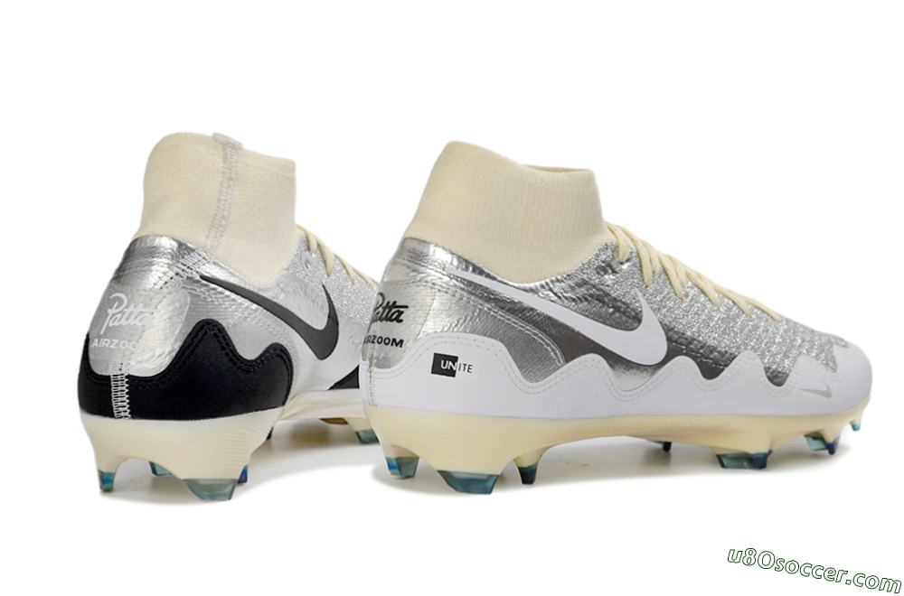 Patta x Nike Air Zoom Mercurial Superfly 10 Elite FG Firm Ground Soccer Cleats - Silver/Black/Silver 6