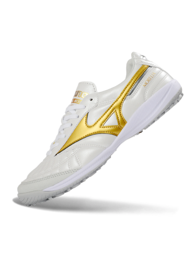 Mizuno Morelia Neo 4 TF Artificial Turf Soccer Shoes - White/Gold/White