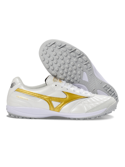 Mizuno Morelia Neo 4 TF Artificial Turf Soccer Shoes - White/Gold/White