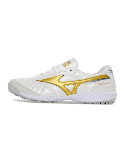 Mizuno Morelia Neo 4 TF Artificial Turf Soccer Shoes - White/Gold/White