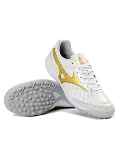Mizuno Morelia Neo 4 TF Artificial Turf Soccer Shoes - White/Gold/White