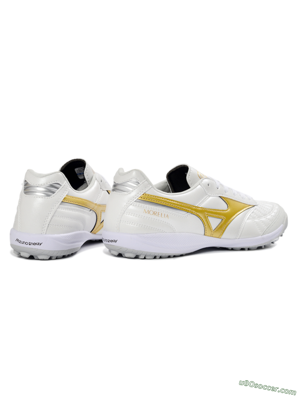 Mizuno Morelia Neo 4 TF Artificial Turf Soccer Shoes - White/Gold/White 6