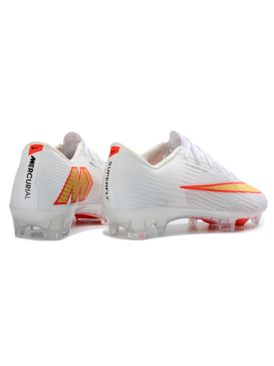 Nike Air Zoom Mercurial Superfly 11 FG Firm Ground Soccer Cleats - White/Bright Orange/Gold Metallic