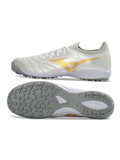 Mizuno Morelia Neo 4 TF Artificial Turf Soccer Shoes - White/Golden Shine/Gray Mist