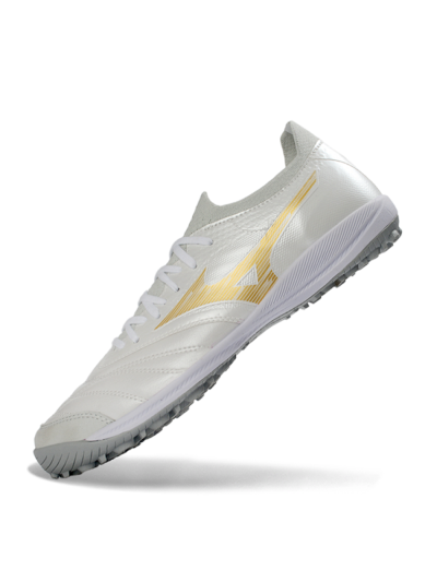Mizuno Morelia Neo 4 TF Artificial Turf Soccer Shoes - White/Golden Shine/Gray Mist