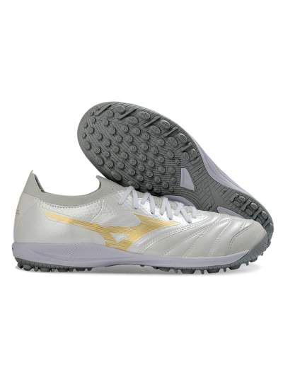 Mizuno Morelia Neo 4 TF Artificial Turf Soccer Shoes - White/Golden Shine/Gray Mist