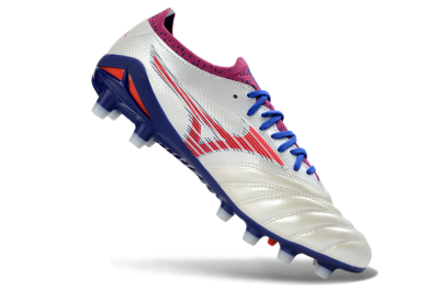 Mizuno Morelia Neo 4 FG Firm Ground Soccer Cleats - White/Cerulean/Crimson