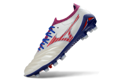 Mizuno Morelia Neo 4 FG Firm Ground Soccer Cleats - White/Cerulean/Crimson