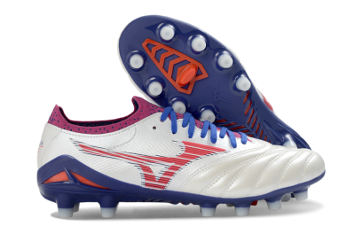 Mizuno Morelia Neo 4 FG Firm Ground Soccer Cleats - White/Cerulean/Crimson